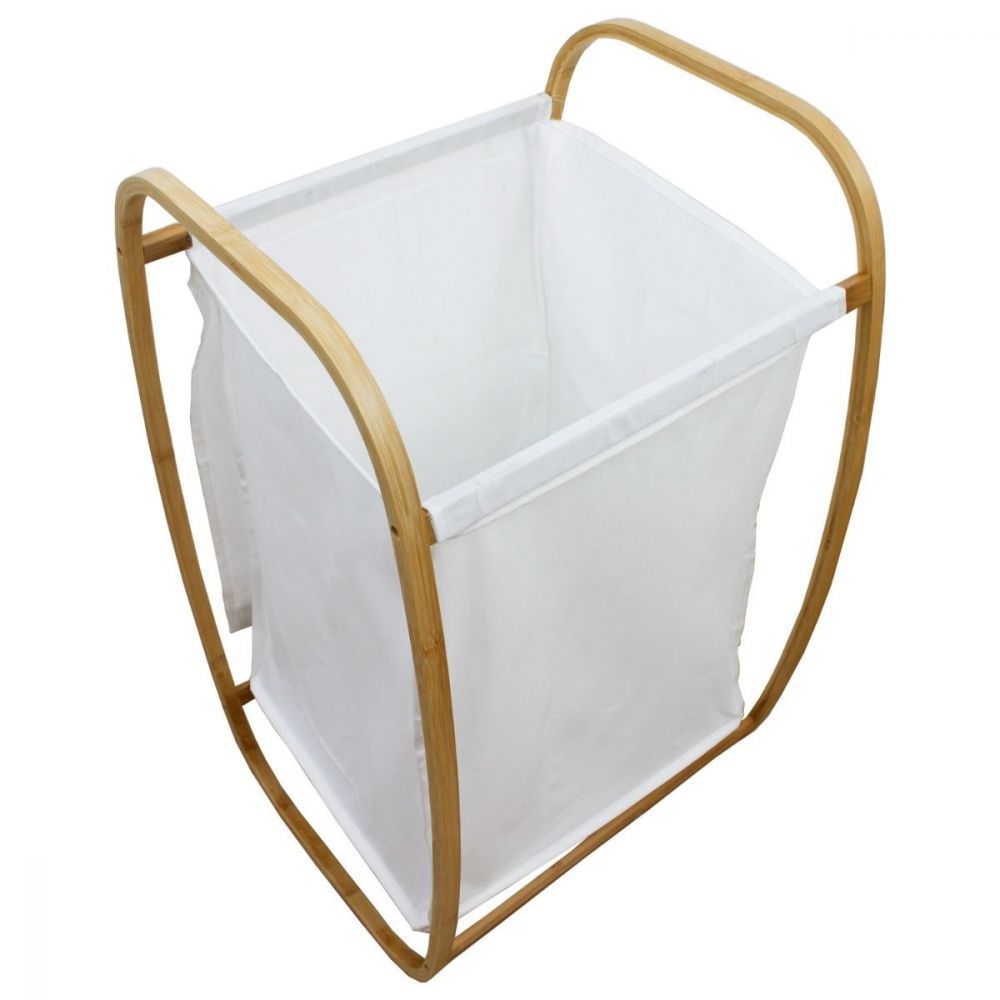 Bamboo Laundry Hamper With White Liner | Laundry Storage Basket | Home Storage & Living