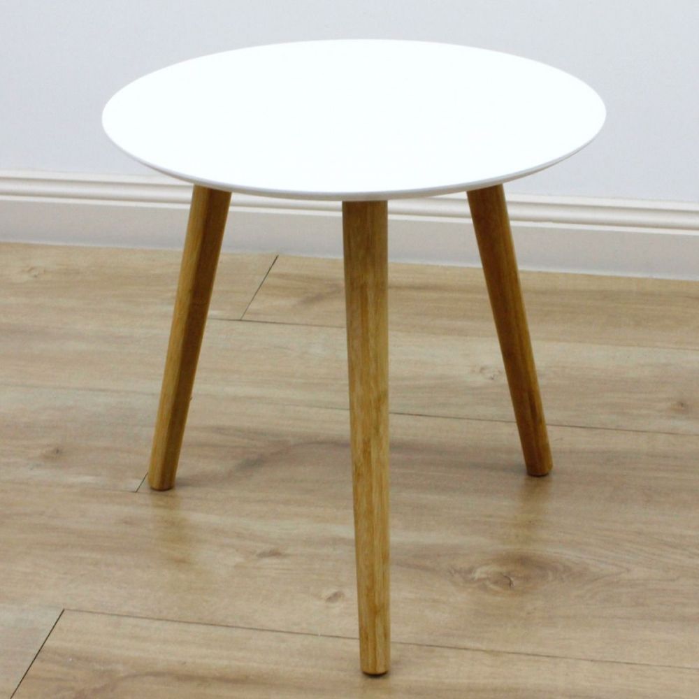 Bamboo Round Table White Small | Furniture| Home Storage & Living