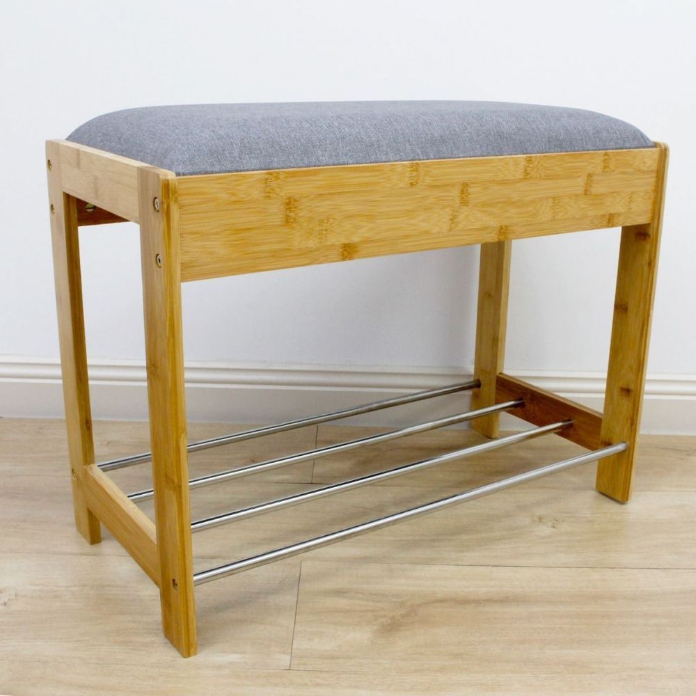Bamboo Bench With Shoe Rails Storage  | Home Storage| Home Storage & Living