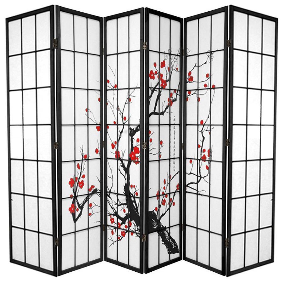 Cherry Blossom Room Divider Screen Black 6 Panel | Room Dividers & Screens | Home Storage & Living