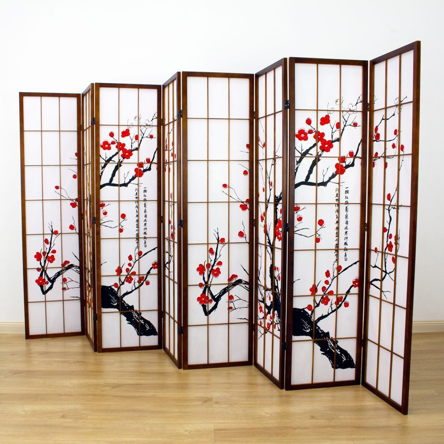 Cherry Blossom Room Divider Screen Brown 8 Panel | Room Dividers & Screens | Home Storage & Living