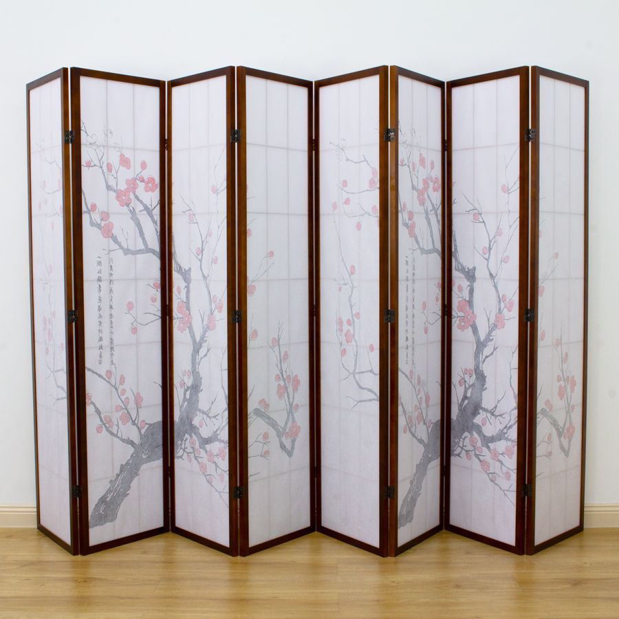 Cherry Blossom Room Divider Screen Brown 8 Panel | Room Dividers & Screens | Home Storage & Living