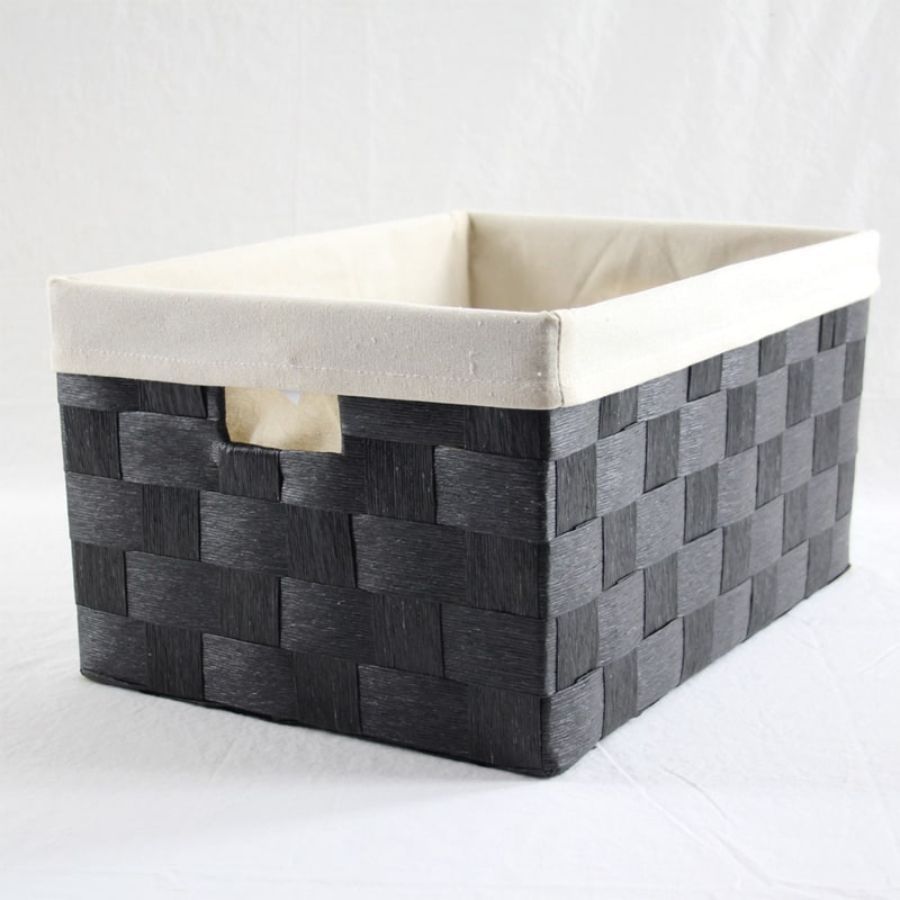 Linear Storage Basket Black Large | Storage Baskets & Hampers | Home Storage & Living