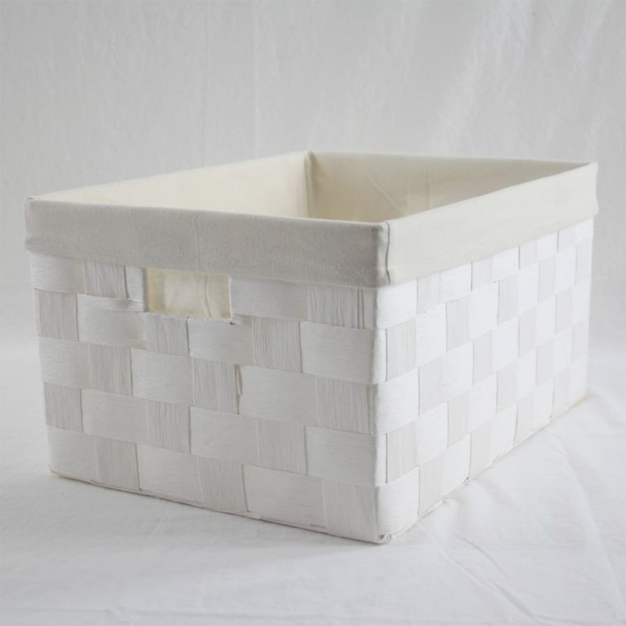 Linear Storage Basket White Large | Storage Baskets & Hampers | Home Storage & Living
