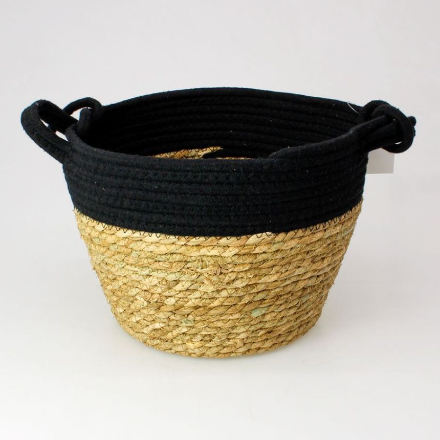 Seagrass Rope Storage Basket Black Small | Home Storage & Living