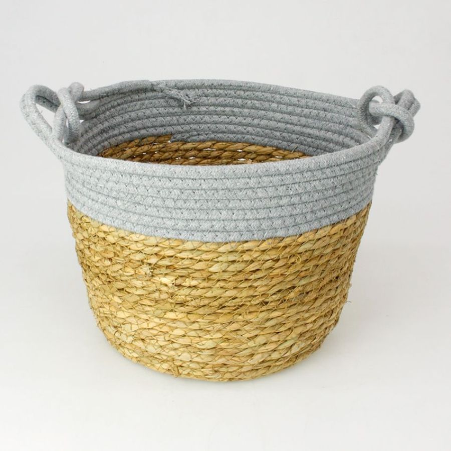 Seagrass Rope Storage Basket Grey Large | Home Storage & Living