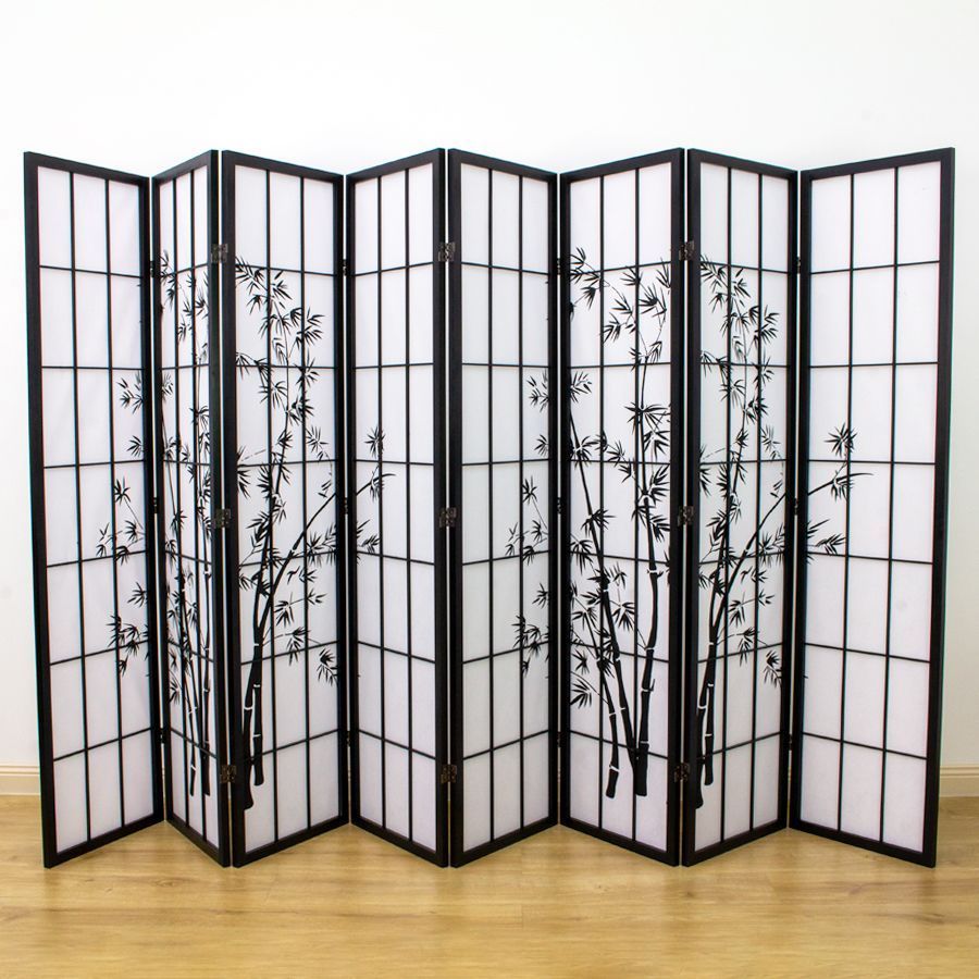 Zen Garden Room Divider Screen Black 8 Panel | Room Dividers & Screens | Home Storage & Living