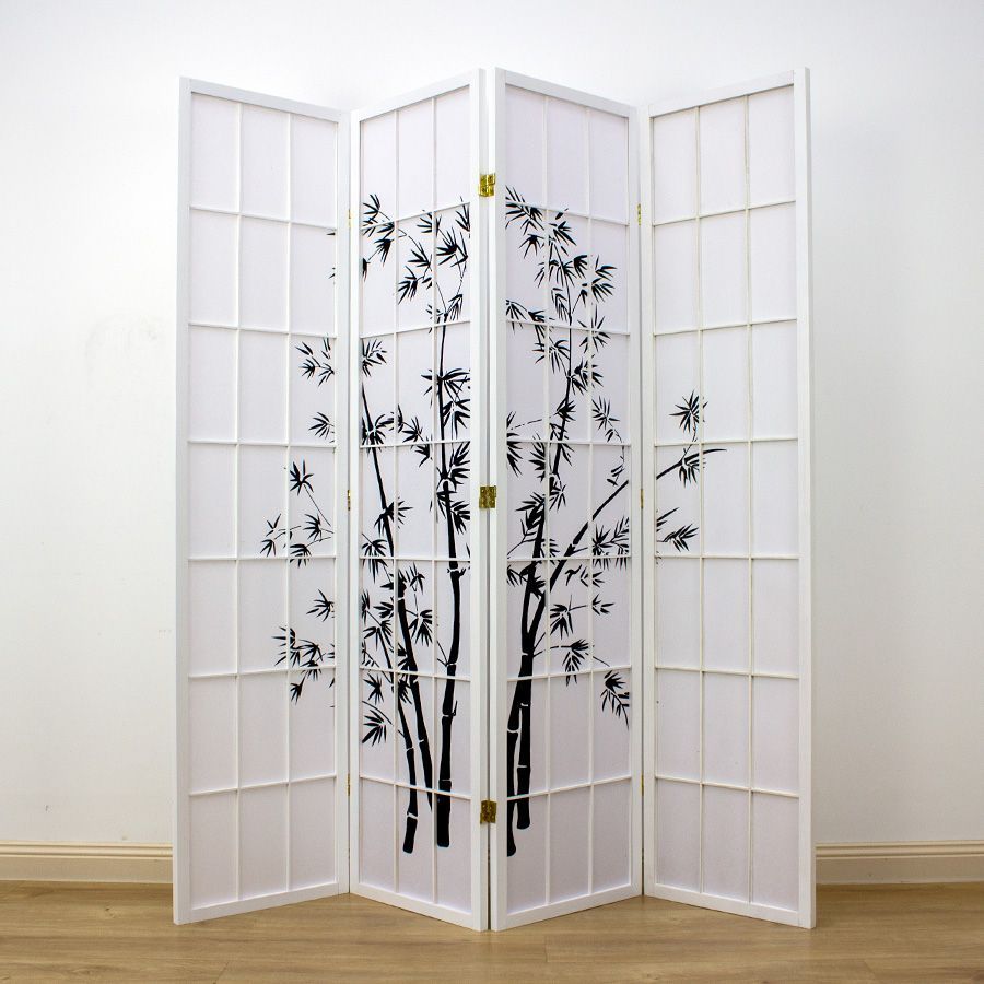 Zen Garden Room Divider Screen White 4 Panel | Room Dividers & Screens | Home Storage & Living