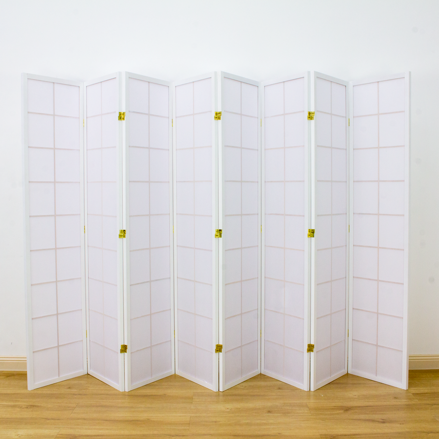 Zen Room Divider Screen White 8 Panel | Room Dividers & Screens | Home Storage & Living