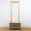 Bamboo Clothes Hanger With 2 Shelves| Bedroom Storage| Home Storage & Living